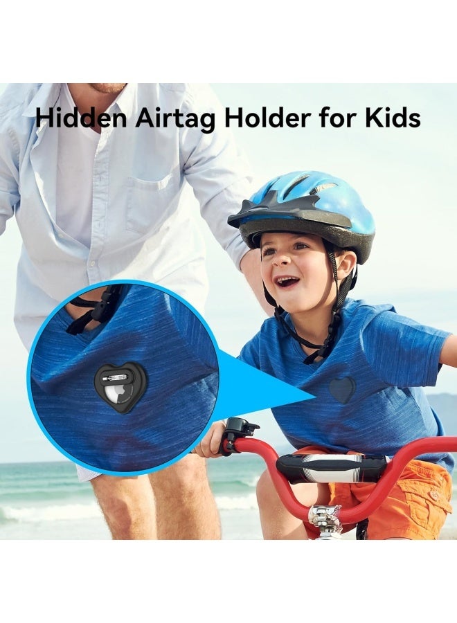 4 Pieces AirTag Holder with Safety, Hidden Wearable AirTag Case with Brooch Clip for Clothes of Kids, Teens, Elder (Love Shape) - Image 5