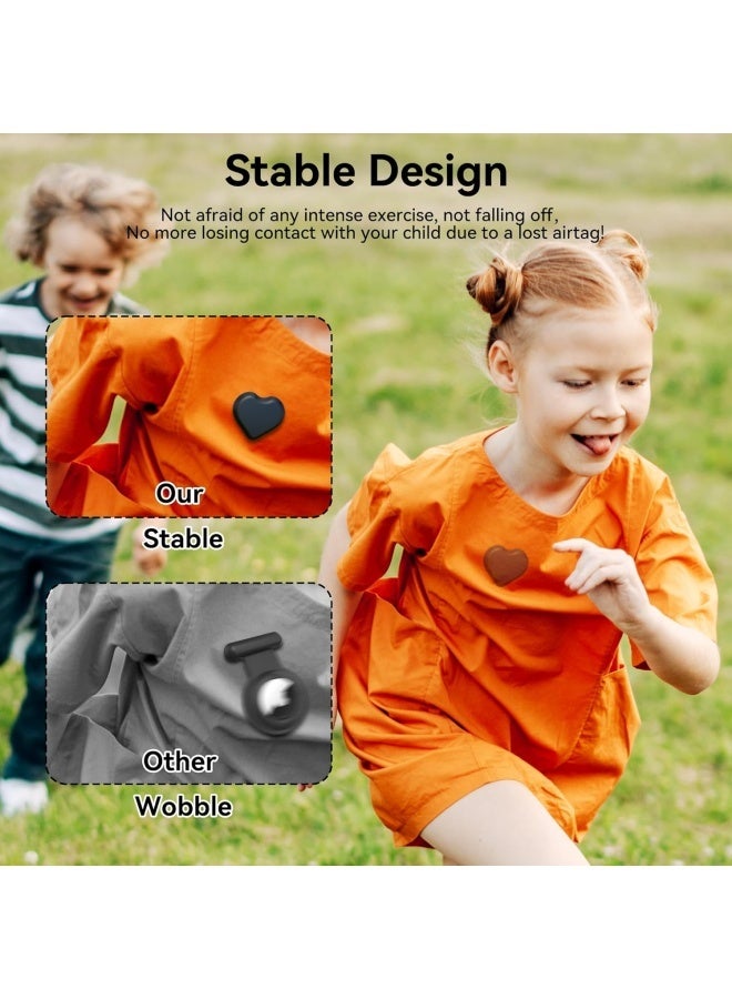 4 Pieces AirTag Holder with Safety, Hidden Wearable AirTag Case with Brooch Clip for Clothes of Kids, Teens, Elder (Love Shape) - Image 3