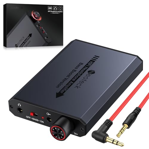 Neoteck 3.5mm Headphone Amp with Bass Boost Portable HiFi Headphone Amplifier, 16-300 Ohm, Aluminum Matte Surface for Mac, Phones, iPad, MP3, MP4 Computers PS4 PS5 Controller - Image 1