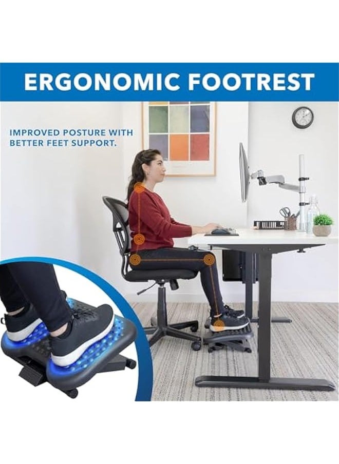 TRASSLE Adjustable Under Desk Footrest, Foot Rest for Under Desk at Work with Massage, Foot Stool Under Desk with 3 Height Position & 30 Degree Tilt Angle Adjustment for Home, Office  - Image 2