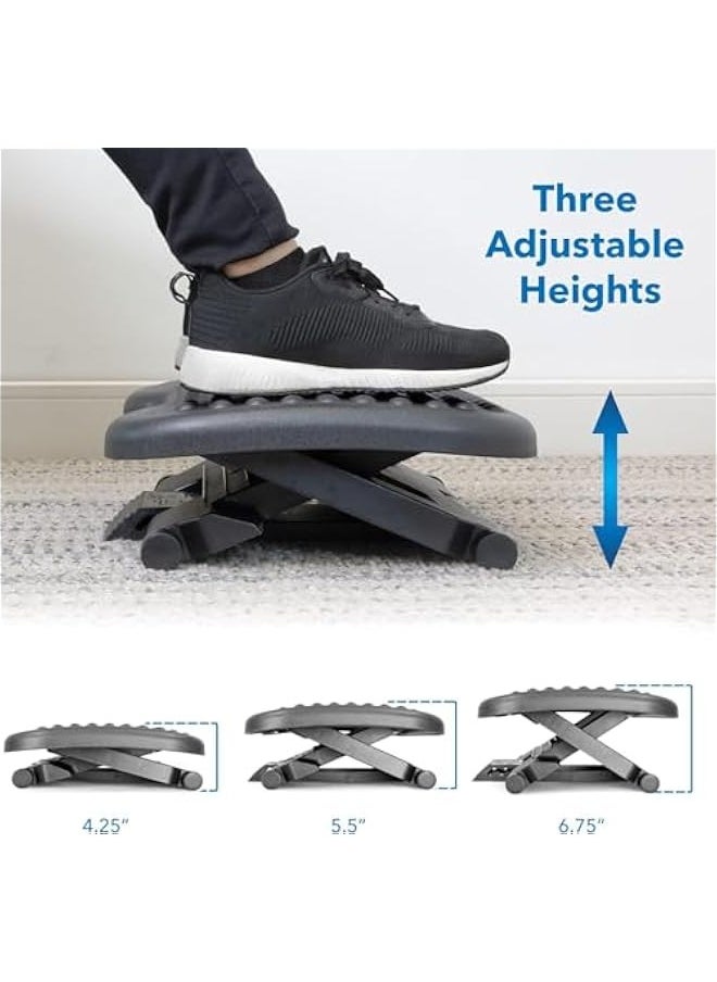 TRASSLE Adjustable Under Desk Footrest, Foot Rest for Under Desk at Work with Massage, Foot Stool Under Desk with 3 Height Position & 30 Degree Tilt Angle Adjustment for Home, Office  - Image 3