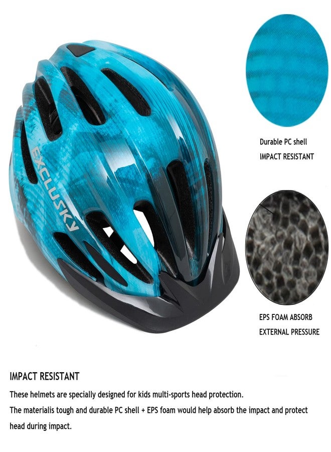 Exclusky Kids Bike Helmet with LED Light - Adjustable Multi-Sport Youth Helmet for Boys & Girls, Ages 5-12, Fits 50-57cm, Cycling Safety Gear - Image 4