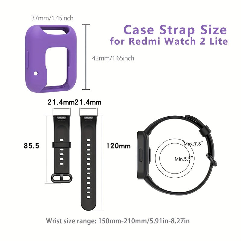 حزام رياضي بلون أزرق داكن 2 في 1 وعلبة ساعة بديلة ناعمة ومريحة لساعة Redmi Watch 2 Lite - Image 2