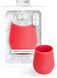 ezpz ezpz Tiny Cup (Coral) - 100% Silicone Training Cup for Infants - Designed by a Pediatric Feeding Specialist - 4 months+  - Image 1