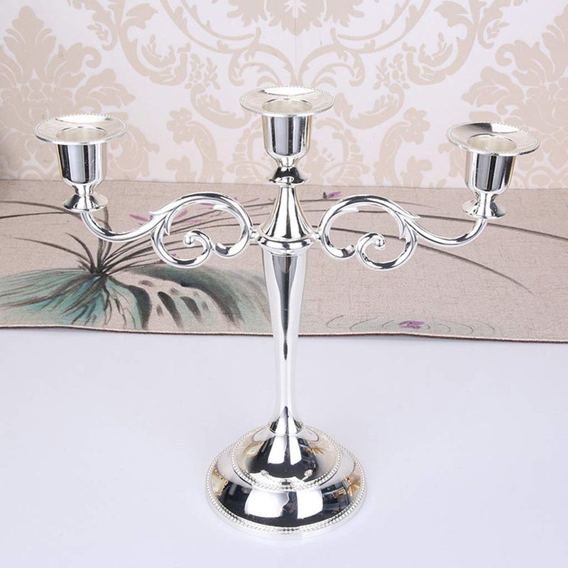 Black Metal Candelabra Stand With 3 Arms For Table - Image 3