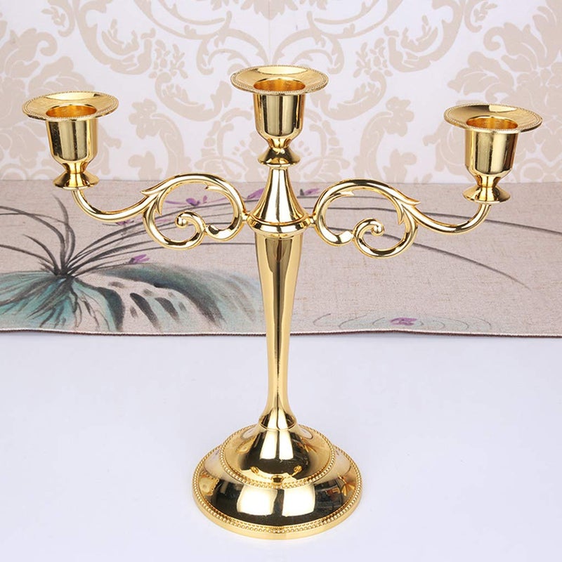 Black Metal Candelabra Stand With 3 Arms For Table - Image 5