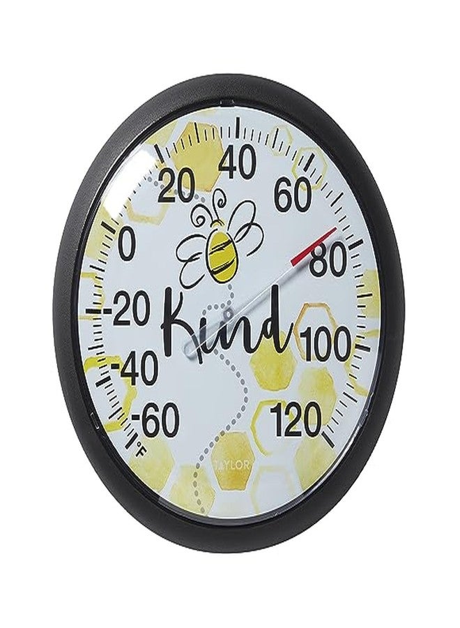 Taylor Bee Kind Indoor Outdoor Dial Thermometer, Easy to Read Wall Decor for Patio, Pool, Yard, Garden or Garage, 13.25 Inch, Black Bezel - Image 1