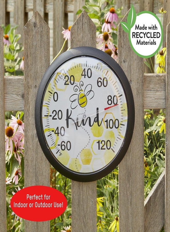 Taylor Bee Kind Indoor Outdoor Dial Thermometer, Easy to Read Wall Decor for Patio, Pool, Yard, Garden or Garage, 13.25 Inch, Black Bezel - Image 3