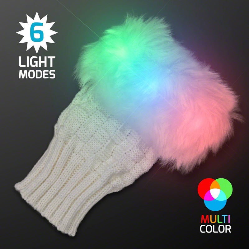 FlashingBlinkyLights Light Up Fuzzy Fingerless LED Glow Gloves - Image 4