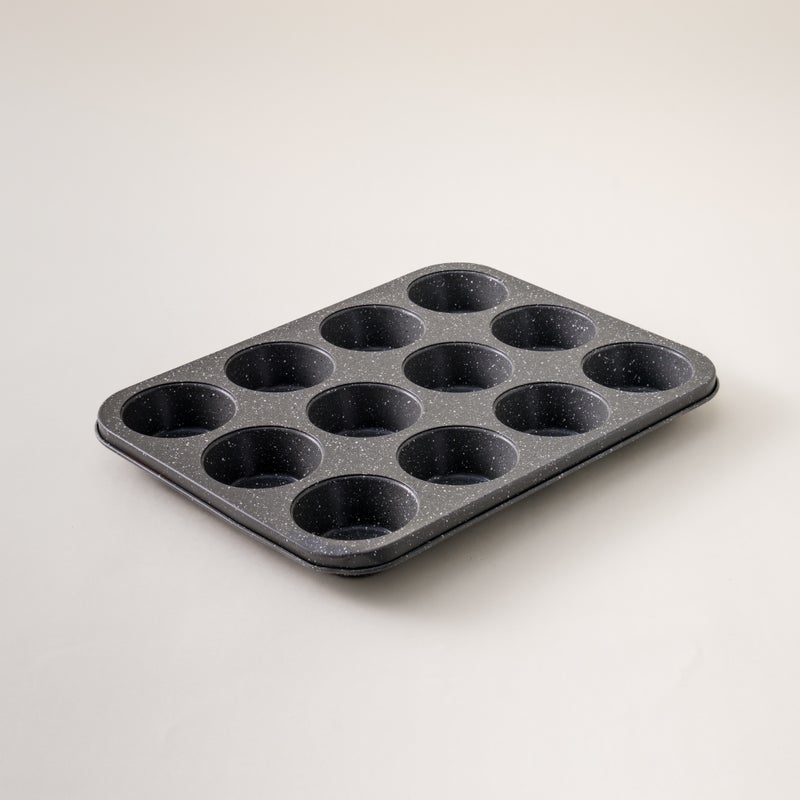 Alberto 12 cups carbon steel muffin pan 3.2*26.5*35cm, grey - Image 1