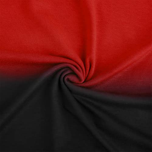LOGEEYAR Mens Slim Fit T-Shirt Contrast Color Tee Gradient Stitching Short-Sleeve Cotton Tops Red - Image 5