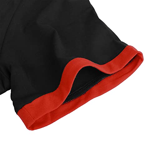 LOGEEYAR Mens Slim Fit T-Shirt Contrast Color Tee Gradient Stitching Short-Sleeve Cotton Tops Red - Image 4