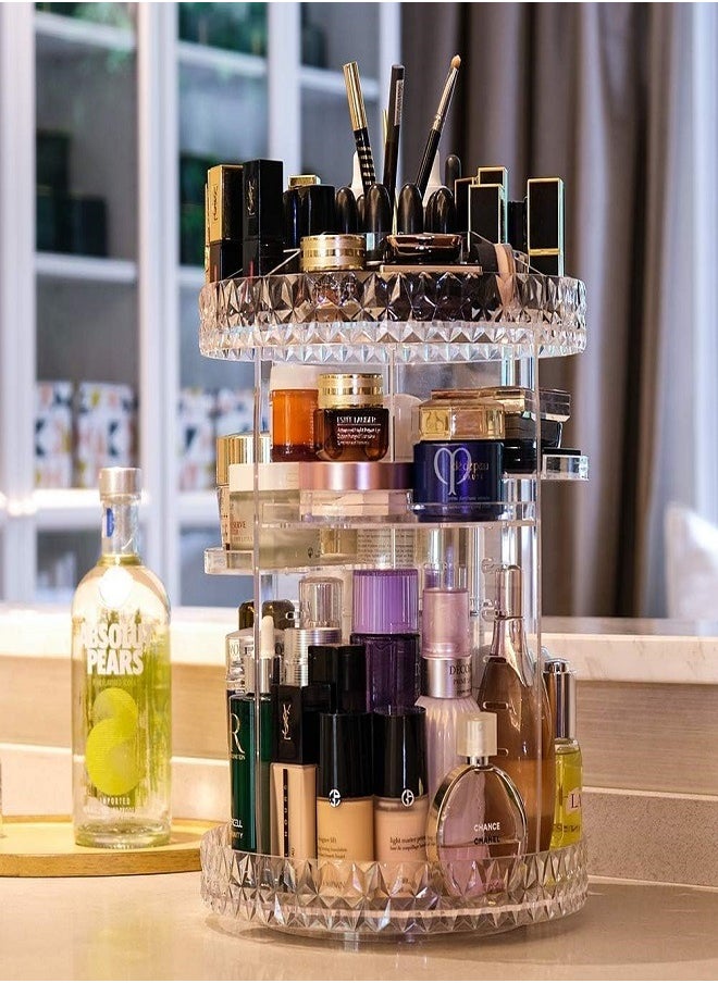 Generic - 360 Rotating Makeup Organizer Adjustable Cosmetic Storage Display Case Large Capacity Cosmetic Shelf Acrylic Clear - Image 1