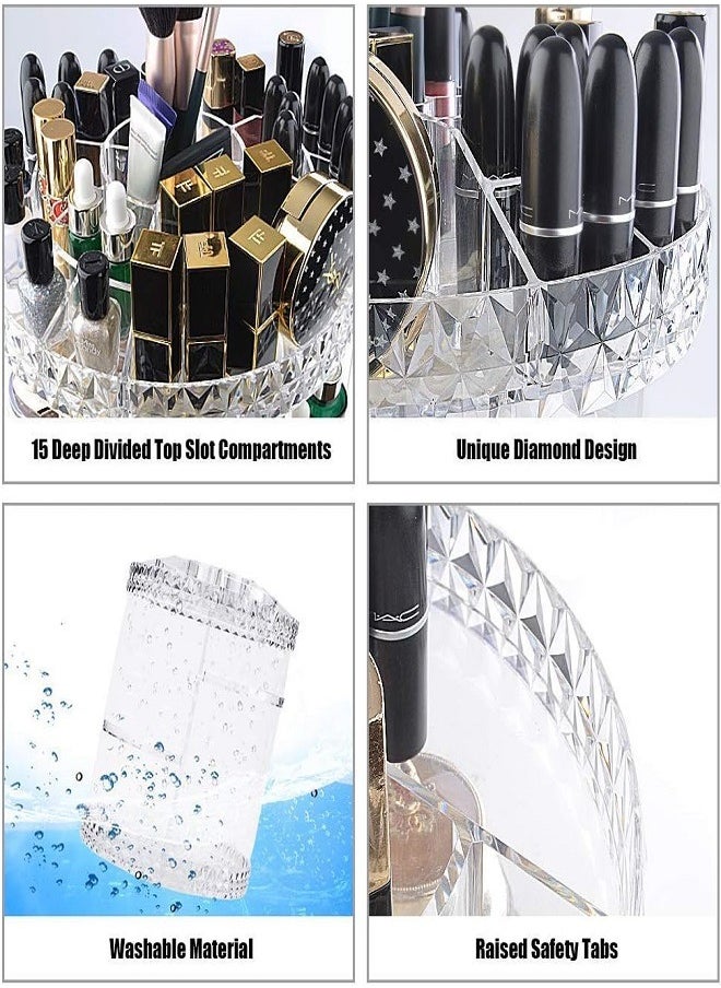 Generic - 360 Rotating Makeup Organizer Adjustable Cosmetic Storage Display Case Large Capacity Cosmetic Shelf Acrylic Clear - Image 1