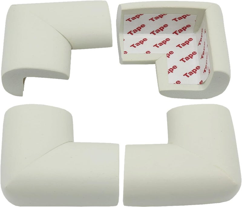 ZXUEZHENG 4 Pack Soft Foam Baby Proofing Corner Guards  Edge Protectors PreTaped Table Corner Protector Children Safety Furniture Desk Bumper Cushion for Sharp Corners L TypeWhite - Image 1