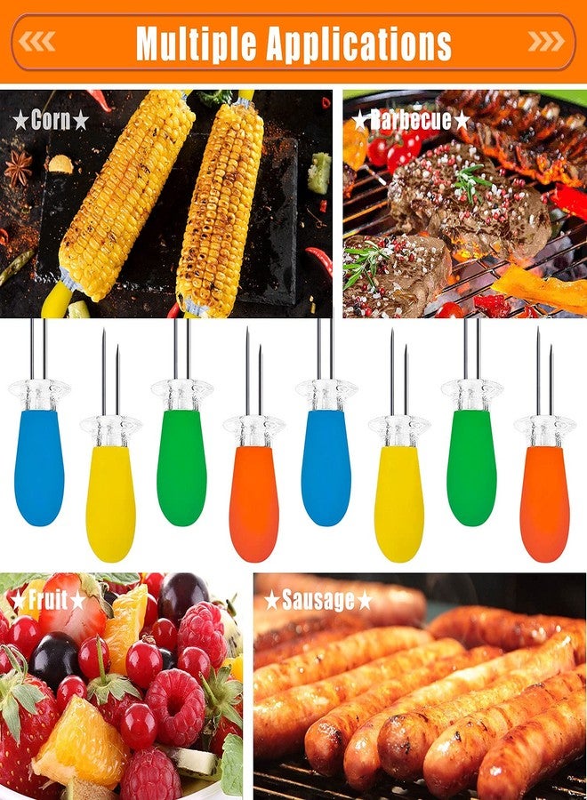 AQRINGO 12 Pcs/6 Pairs Corn Holders, Stainless Steel Corn Cob Holders Corn on The Cob Skewers for BBQ Twin Pin Sweetcorn Holders, Interlocking Design Corn Skewers Forks for Home Cooking BBQ,4 Colors - Image 5
