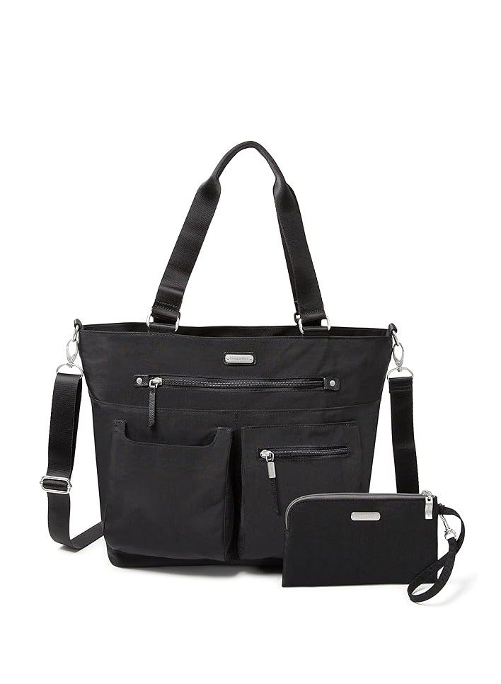 Baggallini حقيبة توت لأي يوم مع حزام معصم للهاتف بتقنية RFID، مقاس واحد - Image 1