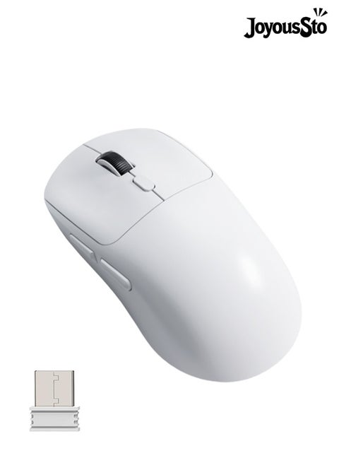 Ultra Light weight Wireless Gaming Mouse with Tri-Mode 2.4G/USB-C Wired/Bluetooth, 6 Buttons Adjustable Ergonomic for PC/Win/Mac White