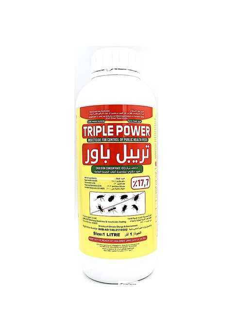 TRIPLE POWER is a Potent Insecticide Designed for Public Health and Household use. It Combines Three Active Ingredients Cypermethrin 8.4%Tetramethrin 3% and Piperonyl Butoxide 6.3% to Provide Effective Control Against a Broad Spectrum of Pests Including Aphids Mosquitoes Cockroaches Flies Ants and More.