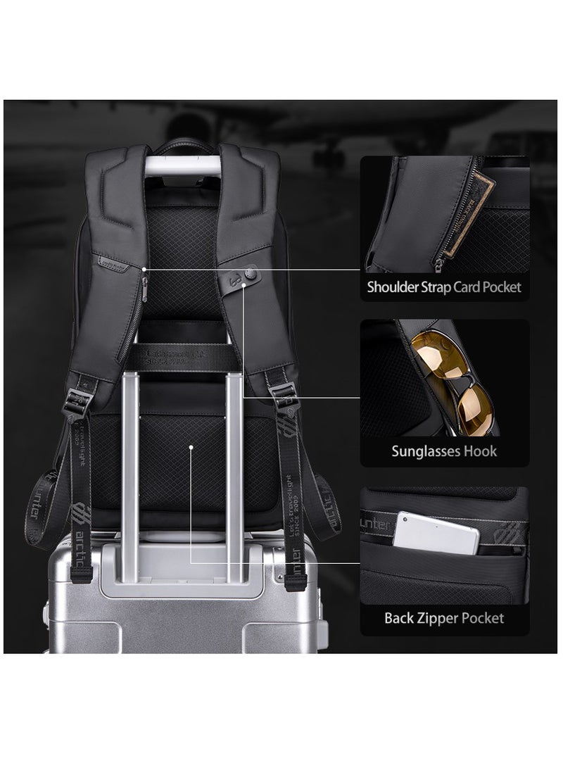 حقيبة ظهر للابتوب للسفر المقاومة للماء للرجال والنساء - أسود