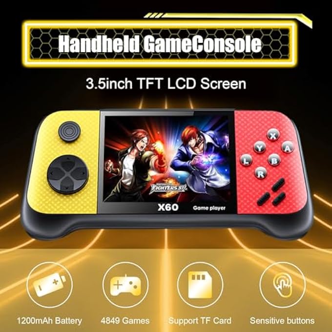 HANDHELD GAME CONSOLE, RETRO GAME CONSOLE BUILT-IN 4849 CLASSIC GAMES, 3.5-INCH TFT LCD SCREEN, 10 EMULATORS, MP3/MP4/EBOOK - TV OUT - PORTABLE GAME PLAYER WITH 2 GAMEPADS - Image 3