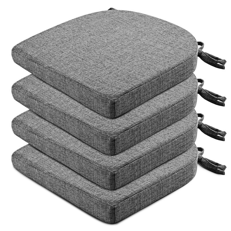 Wellsin Chair Cushions for Dining Chairs 4 Pack  Kitchen Chair Cushions with Ties and NonSlip Backing  Dining Chair Pads 16X16X2 Dark Gray