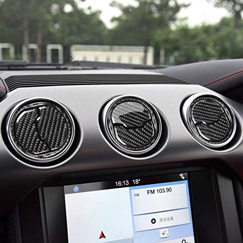 NVCNX غطاء فتحة الهواء المركزية من ألياف الكربون الحقيقية متوافق مع فورد موستانج GT 2015-2023 2016 2017 2018 2019 2020 2021 2022 ملحقات ملصق ديكال أسود 9 قطع - A - Image 4