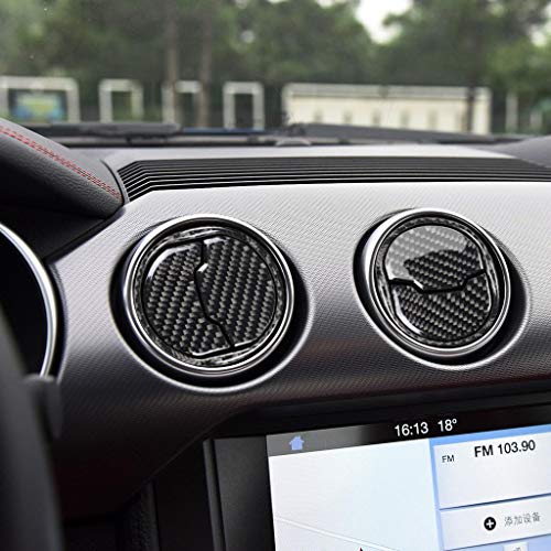 NVCNX غطاء فتحة الهواء المركزية من ألياف الكربون الحقيقية متوافق مع فورد موستانج GT 2015-2023 2016 2017 2018 2019 2020 2021 2022 ملحقات ملصق ديكال أسود 9 قطع - A - Image 5