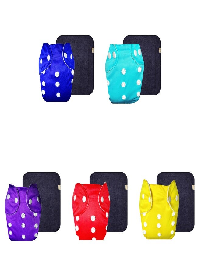 Dumbledo Lite Cloth Diaper with Black Insert (Pack of 5) | Dry Feel and Comfortable | 6-Layer Absorbent Pad | Easy to Clean | All-Day Wear | 3 Months - 2 Years | Unisex Baby - Image 1