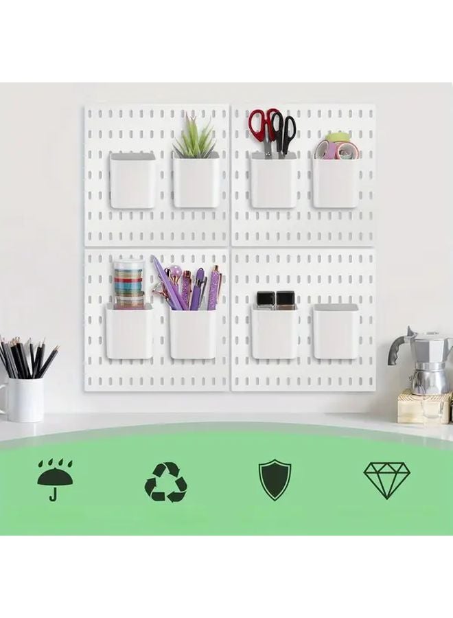 4 قطع من أكواب اللوح الأبيض مع خطاطيف، حاويات بلاستيكية متينة لتنظيم المرآب والمطبخ والمكتب - Image 3