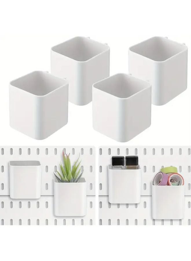 4 قطع من أكواب اللوح الأبيض مع خطاطيف، حاويات بلاستيكية متينة لتنظيم المرآب والمطبخ والمكتب - Image 1
