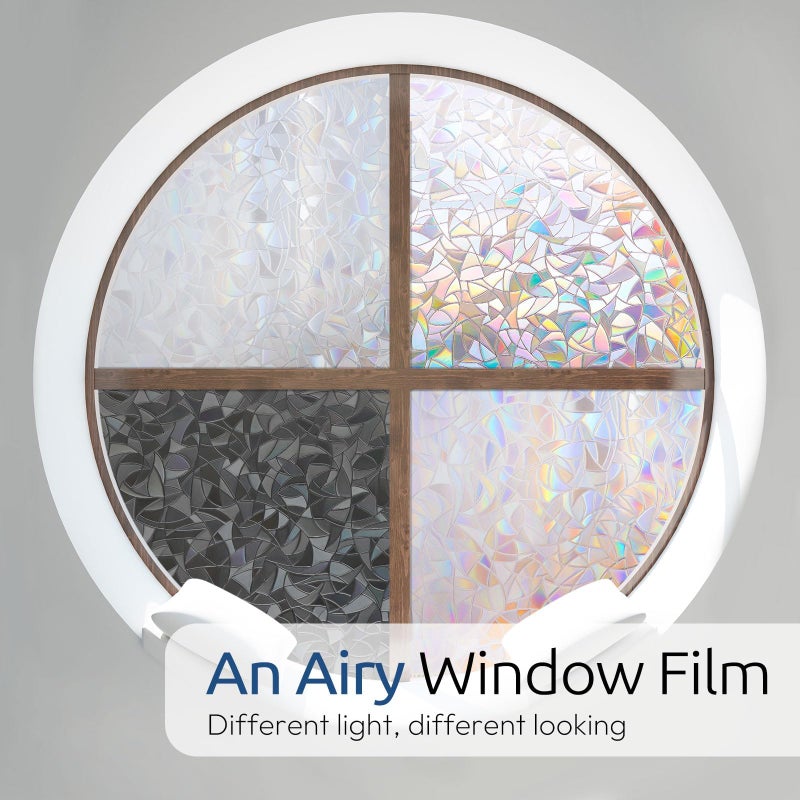 rabbitgoo Window Privacy Film Rainbow Film Decorative Window Sticker, 3D Static Stained Glass Cling Tint for Home Heat Control Non-Adhesive, 23.6 x 78.7 inches - Image 3