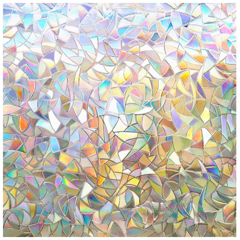 rabbitgoo Window Privacy Film Rainbow Film Decorative Window Sticker, 3D Static Stained Glass Cling Tint for Home Heat Control Non-Adhesive, 23.6 x 78.7 inches - Image 1