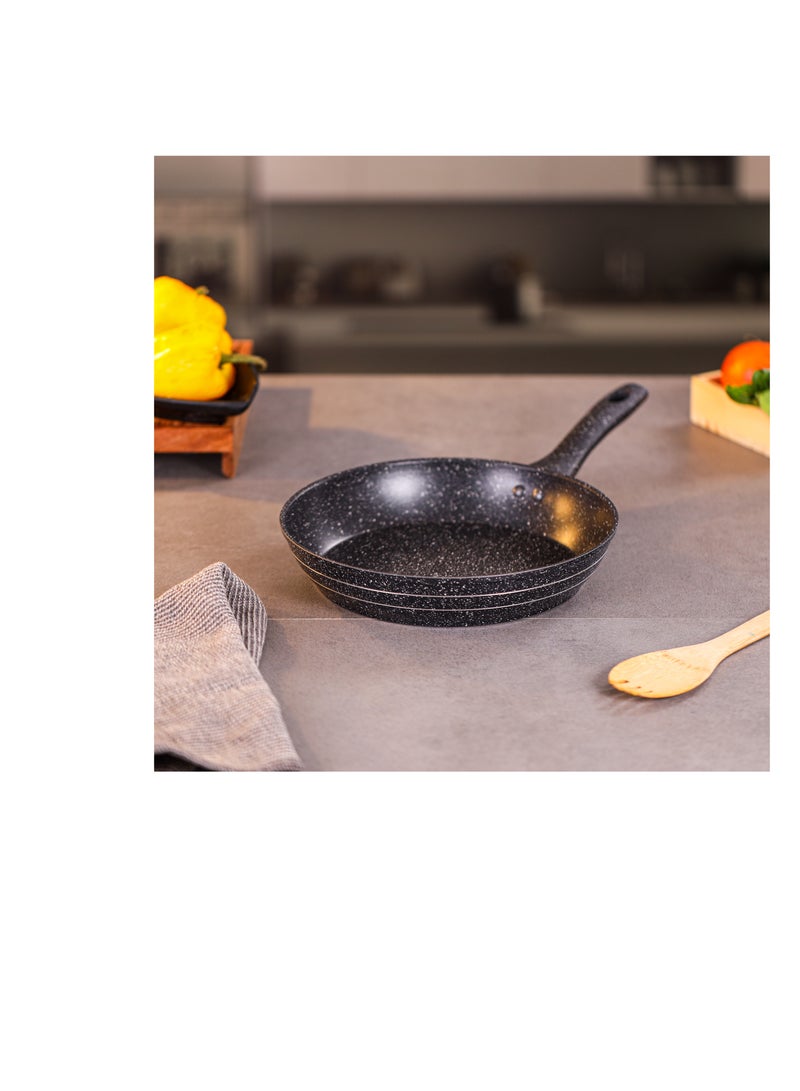Royalford 30 cm Smart Granite Series Frypan- RF11873/ Strong Forged Aluminum Body with Non-Stick Coating and Heat Resistant Soft Touch Handle/ Induction Bottom, Compatible with Hot Plate, Halogen, Ceramic and Gas Stovetops/ Perfect for Frying, Sauting, Tempering/ Black Black - Image 5