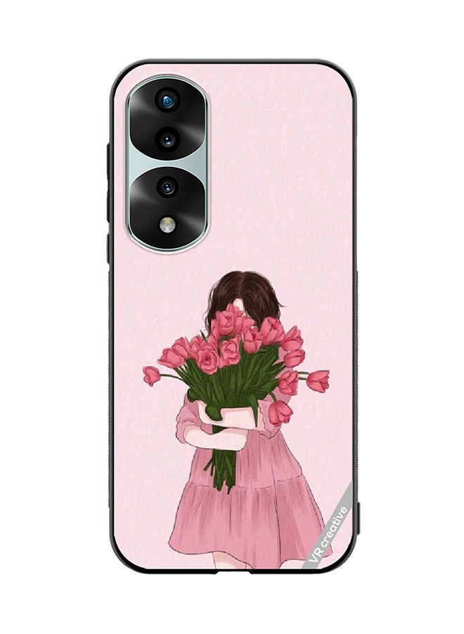 VR CREATIVE Protective Case Cover For Honor 70 Pro plus Girl Hugging Bouquet Design Multicolour - Image 1