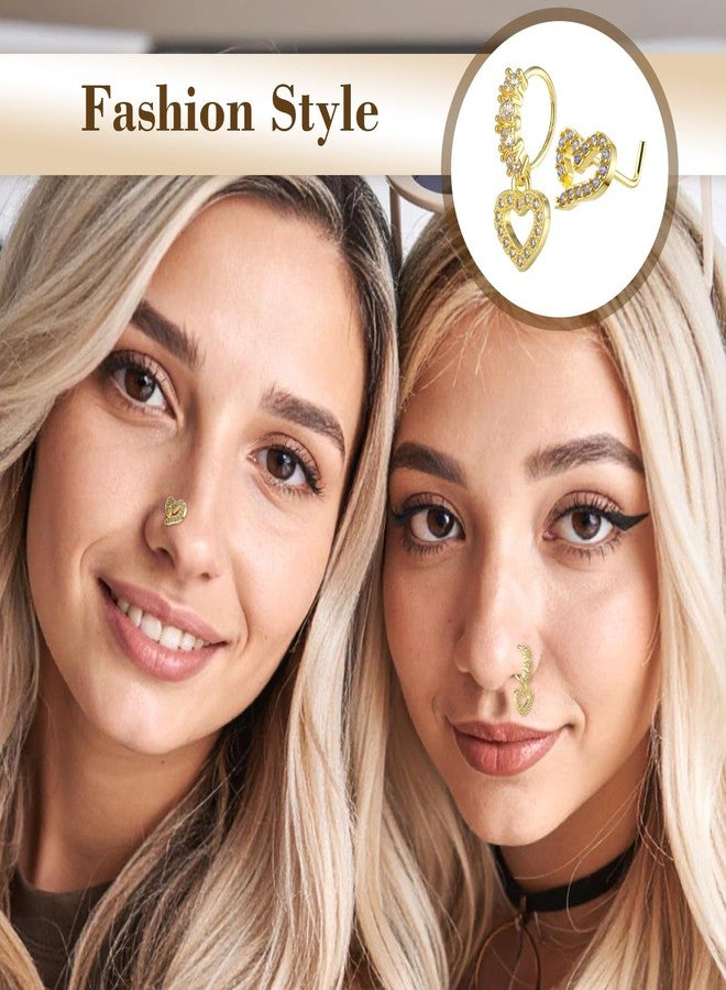 Yolev 10 Pcs Dangle Nose Rings Hoop For Women 20g Gold Dangling Nose Ring and L Shaped Noses Stud With Charm Indian Piercing Jewelry - Image 3
