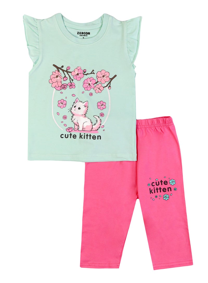 Zercon Summer Pajama Set for Girls - Summer Set for Girls - Image 1