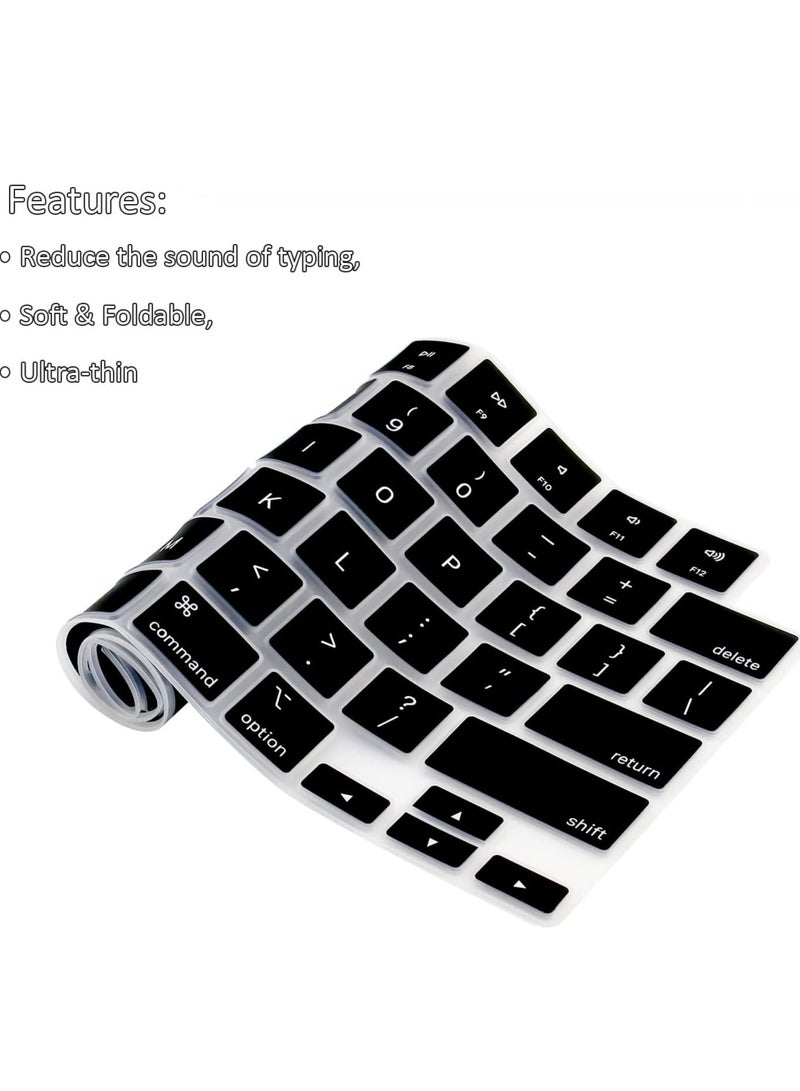 Ultra Thin Premium Keyboard Cover Skin for MacBook Air 15" M4 M3 M2 (A3241 A3114 A2941), Air 13.6" (A3240 A3113 A2681) 2024-2021, Pro 14" 16" M4 M3 M2 M1 (A3112 A3401 A3185 A2918 A2992 A2779 A2442 A3404 A3186 A2991 A2780 A2485),Black - Image 2