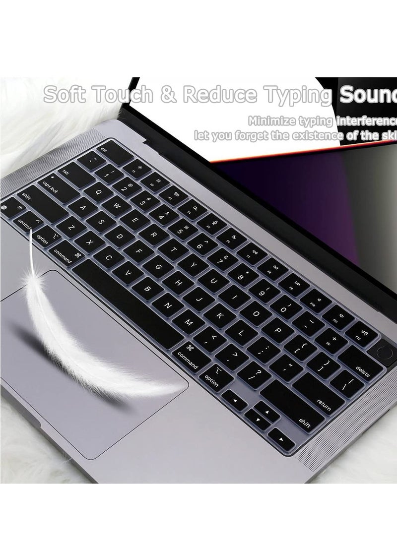 Ultra Thin Premium Keyboard Cover Skin for MacBook Air 15" M4 M3 M2 (A3241 A3114 A2941), Air 13.6" (A3240 A3113 A2681) 2024-2021, Pro 14" 16" M4 M3 M2 M1 (A3112 A3401 A3185 A2918 A2992 A2779 A2442 A3404 A3186 A2991 A2780 A2485),Black - Image 3