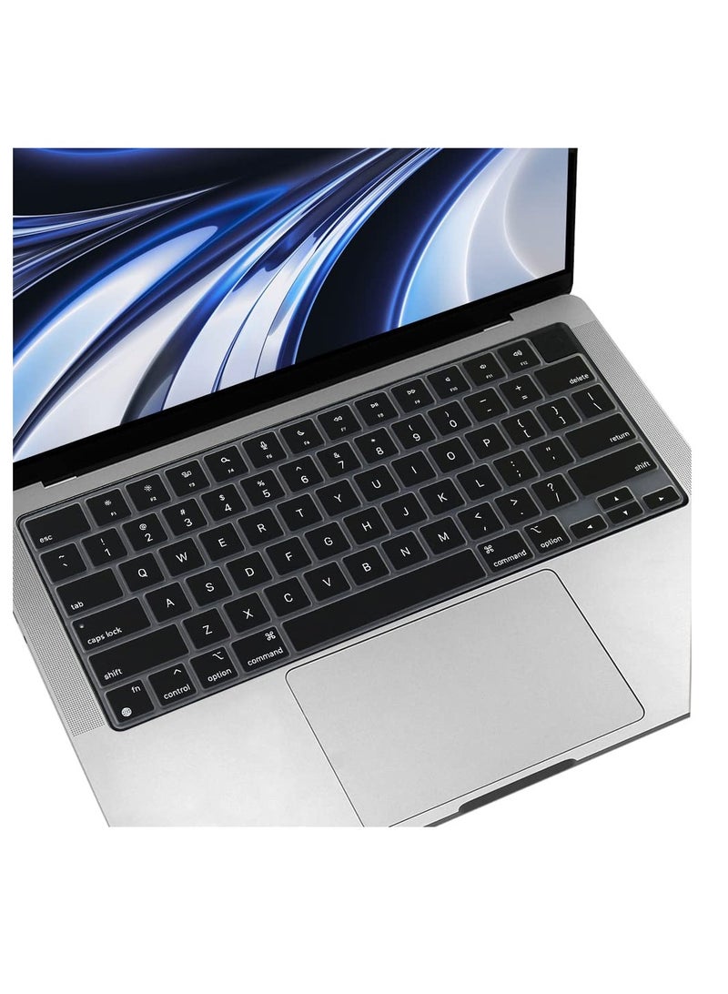 Ultra Thin Premium Keyboard Cover Skin for MacBook Air 15" M4 M3 M2 (A3241 A3114 A2941), Air 13.6" (A3240 A3113 A2681) 2024-2021, Pro 14" 16" M4 M3 M2 M1 (A3112 A3401 A3185 A2918 A2992 A2779 A2442 A3404 A3186 A2991 A2780 A2485),Black - Image 4