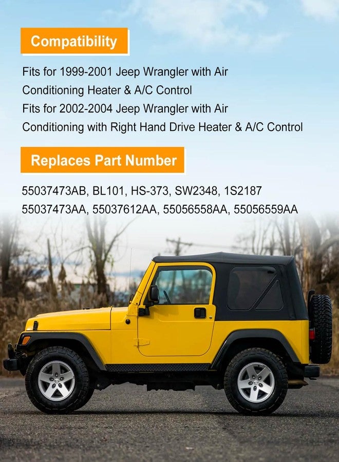 BOQNZN وحدة التحكم في المناخ HS-373 متوافقة مع جيب رانجلر TJ موديلات 1999-2004، وحدة تحكم في نظام التدفئة والتهوية وتكييف الهواء مع مفتاح تشغيل المروحة، مفتاح تحكم في مكيف الهواء والسخان بديل للرقم SW2348 55037473AB، لوحة تحكم في مكيف الهواء والسخان - Image 2