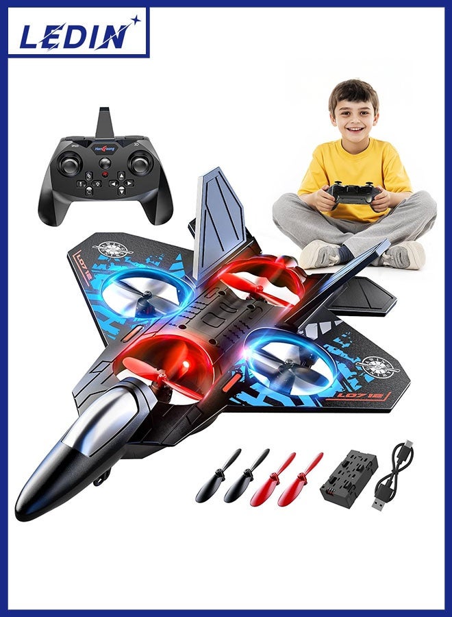 LEDIN Foam Remote Control Airplane for Kids 8-12, 2.4 GHz RC Plane with Colorful Lights, 360° Flips & Stunt Roll, RC Airplane Toy for Boys and Girls Ages 8-16, Gift for Kids and Adults - Image 1