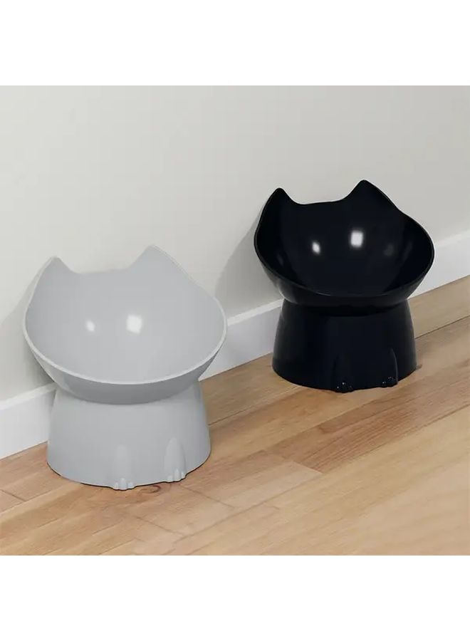 Grey Raised Pet Feeder Anti Tilt Bowl Durable Plastic Food Water Dish Ergonomic Design - Image 4