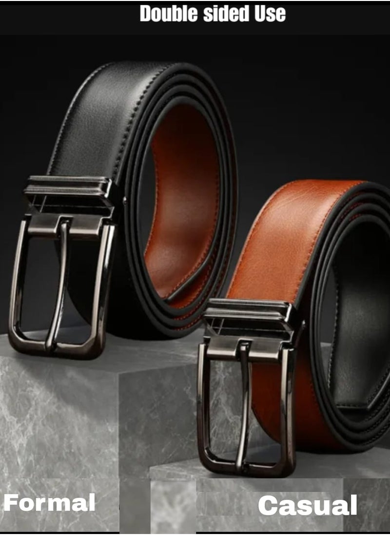 AAS ECOM Stylish, Durable Reversible Leather Belt for Casual & Formal Wear- Pure Genuine Leather Men’s Belt in Black and Brown Color - Men Belt for Jeans  - Image 5