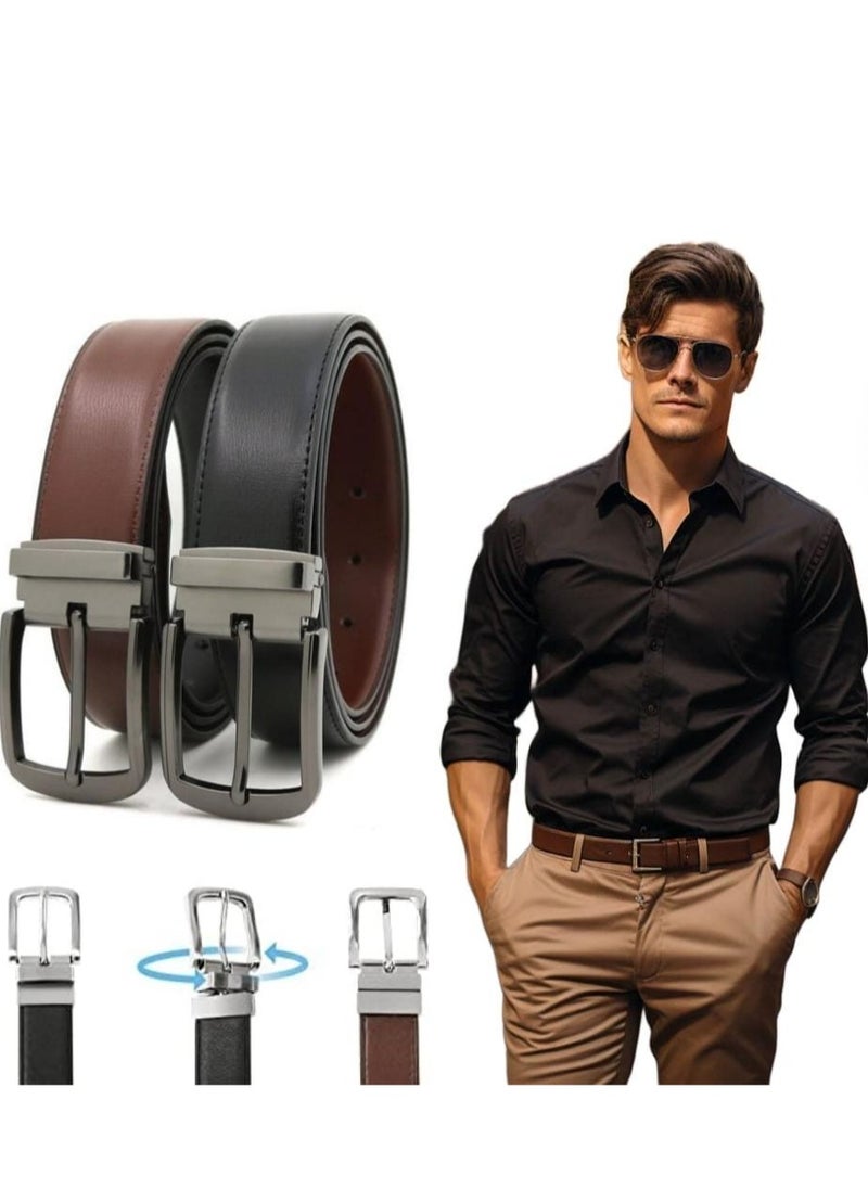 AAS ECOM Stylish, Durable Reversible Leather Belt for Casual & Formal Wear- Pure Genuine Leather Men’s Belt in Black and Brown Color - Men Belt for Jeans  - Image 1