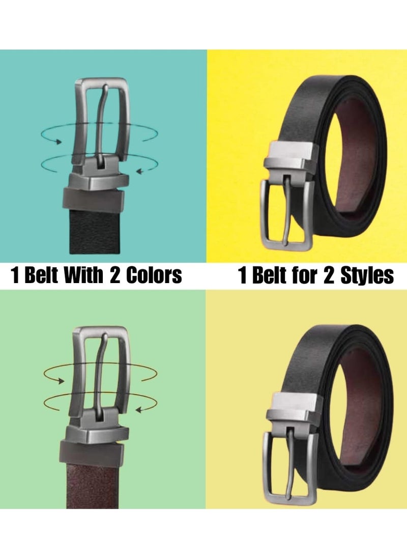 AAS ECOM Stylish, Durable Reversible Leather Belt for Casual & Formal Wear- Pure Genuine Leather Men’s Belt in Black and Brown Color - Men Belt for Jeans  - Image 4