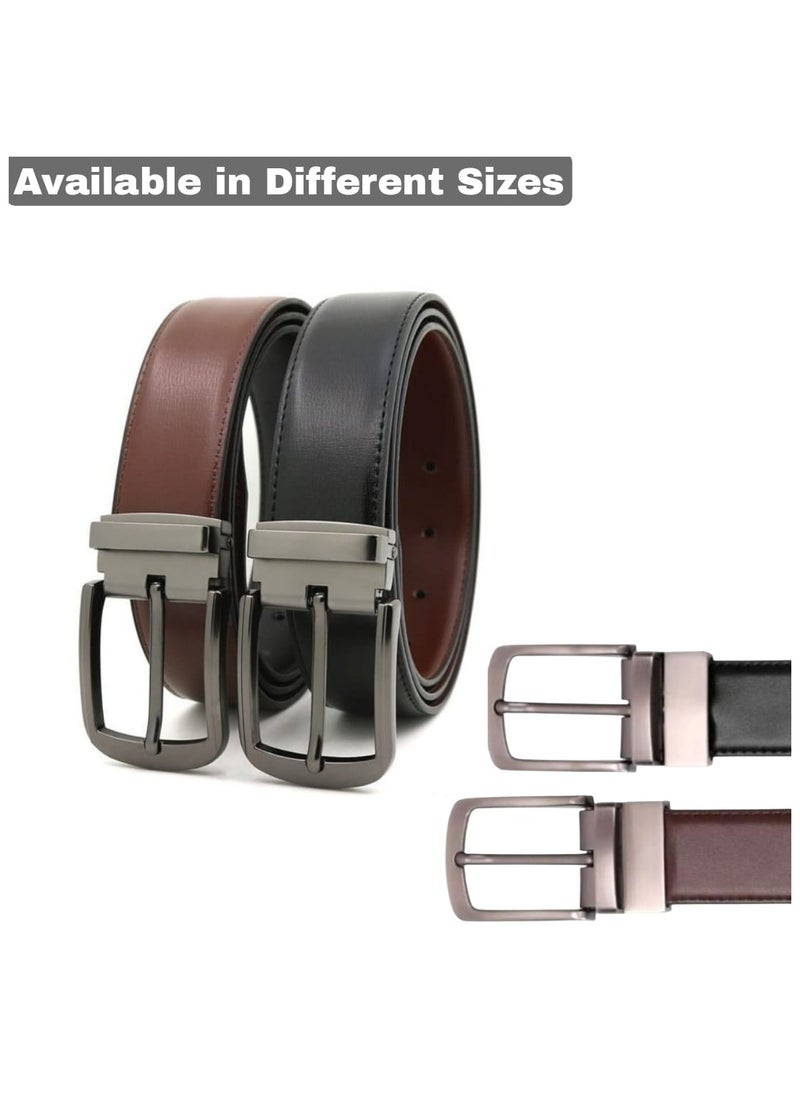 AAS ECOM Stylish, Durable Reversible Leather Belt for Casual & Formal Wear- Pure Genuine Leather Men’s Belt in Black and Brown Color - Men Belt for Jeans  - Image 2