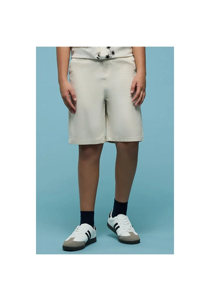 أر أند بي Solid Shorts with Button Closure