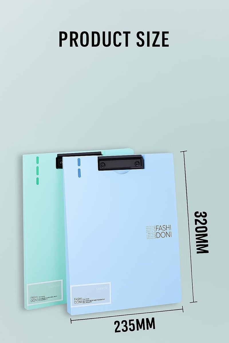 ZEBROC A4 Foldable Clipboard File Folder | 360° Flexible Writing Pad with Double Metal Clips | Vertical & Horizontal Clipboards for Students Office School Work (Blue, Vertical- Pack of 2) - Image 3