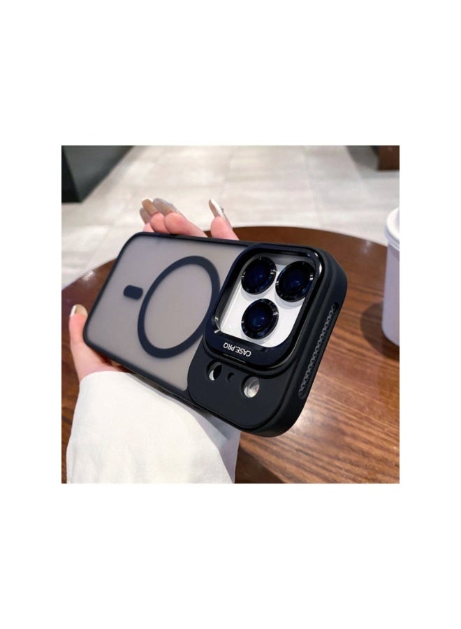 iPhone 17 Pro Max MagSafe Case with Strong Magnet, Kickstand & Camera Lens Protector | Matte Frosted Shockproof Cover | Black - Image 1